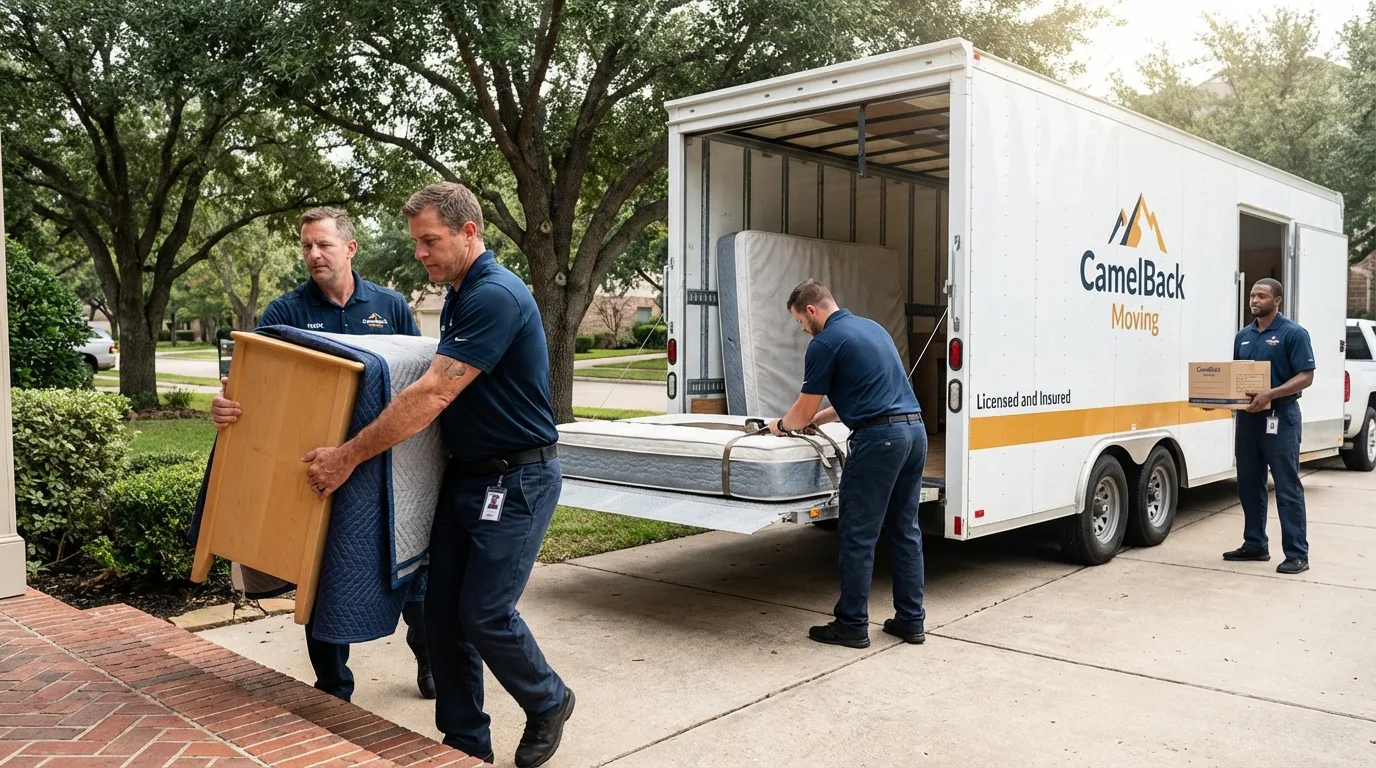 Crew loading residential truck for cross-state move from Eclectic, AL